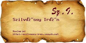Szilvássy Irén névjegykártya